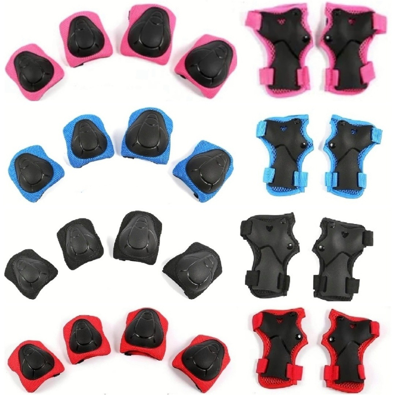 Bērnu aizsargaprīkojums ritēšanai — plaukstas, plaukstas locītava, elkoņi, apakšstilbi un ceļi; poliesteris, PE korpuss, sieti audums