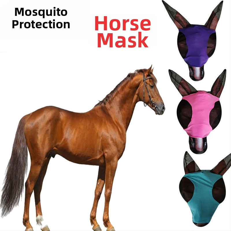 Elastinga arklio veido kaukė iš poliesterio su antiuodų ir vabzdžių apsauga | žirgų įranga