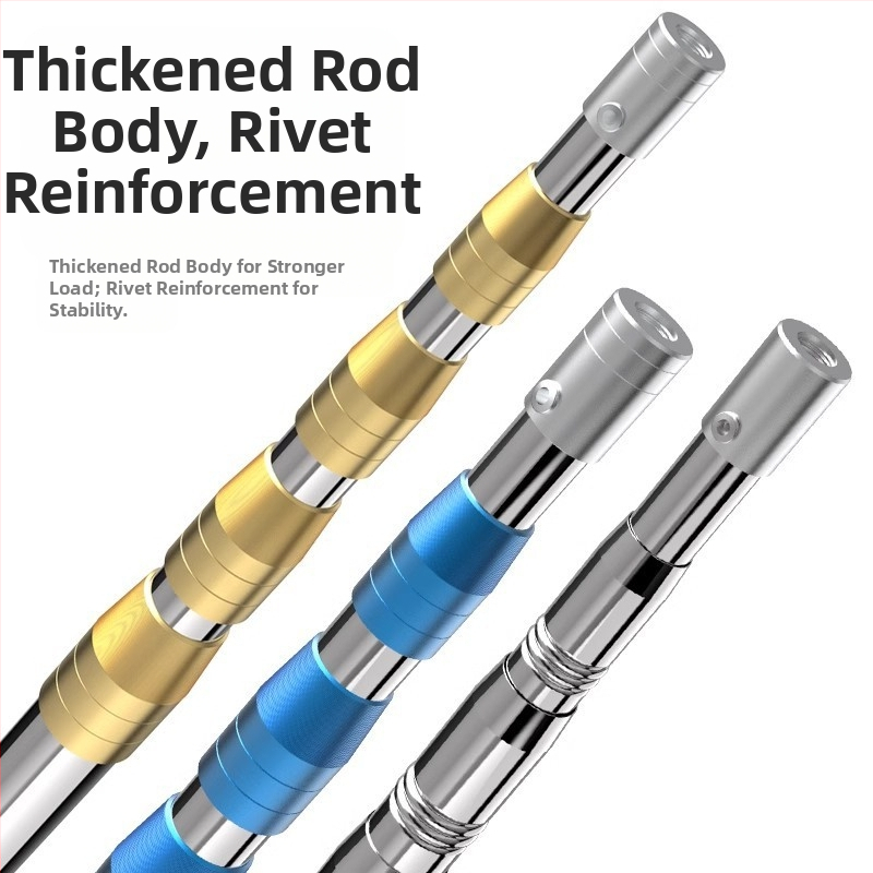 Телескопична пръчка за риболовна мрежа от неръждаема стомана със нехлъзгащо се универсално съединение — комплект