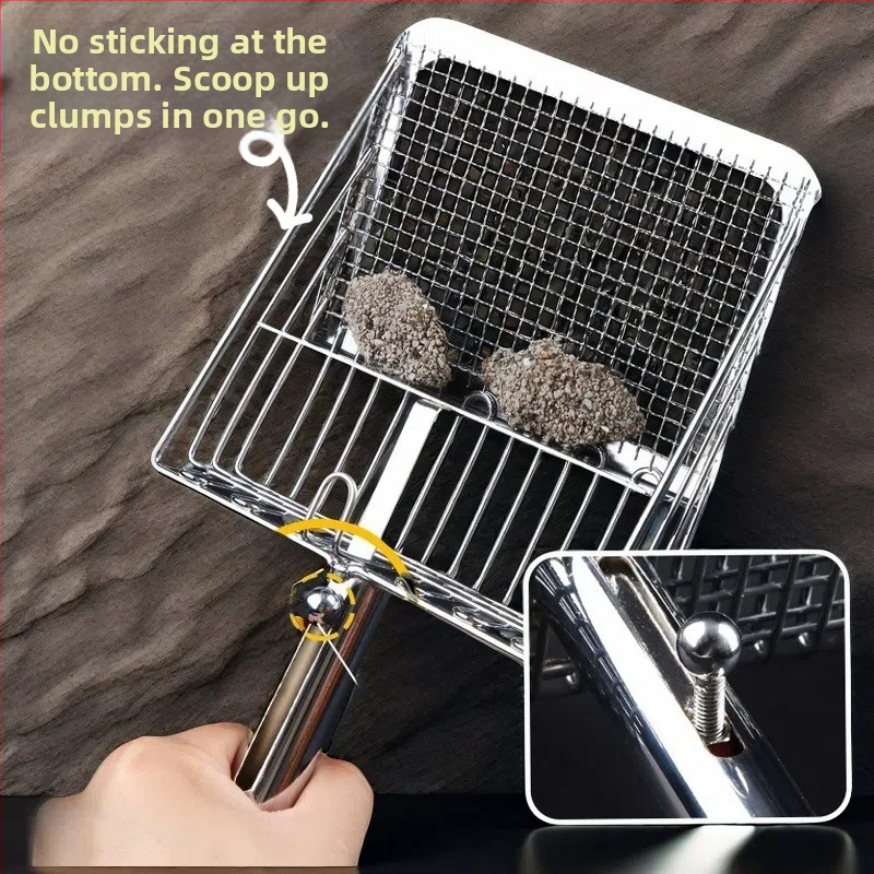 Saint yi Metalinė kačių kraiko šluotelė — daugiafunkcinė su push-pull dizainu, viskas viename valymo įrankyje kačioms