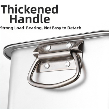 Ανοξείδωτο τετράγωνο λεκάνη με καπάκι, βαθύς και υπερβολικά παχύς σχεδιασμός, με χερούλι τύπου αυτιού για αποθήκευση τροφίμων