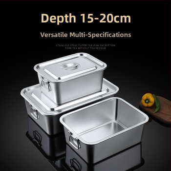 Ανοξείδωτο τετράγωνο λεκάνη με καπάκι, βαθύς και υπερβολικά παχύς σχεδιασμός, με χερούλι τύπου αυτιού για αποθήκευση τροφίμων