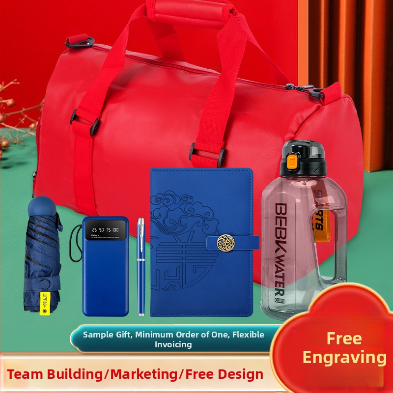 Wise Global plastmasinis verslo dovanų rinkinys su šiuolaikiniu minimalistiniu stiliumi — vandens buteliukas ir lauko sporto krepšys