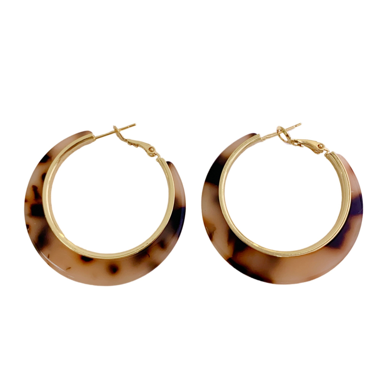 Cercei cercuri cu imprimeu leopard — plastic/rășină, stil INS, electroplacare, brand Yigu