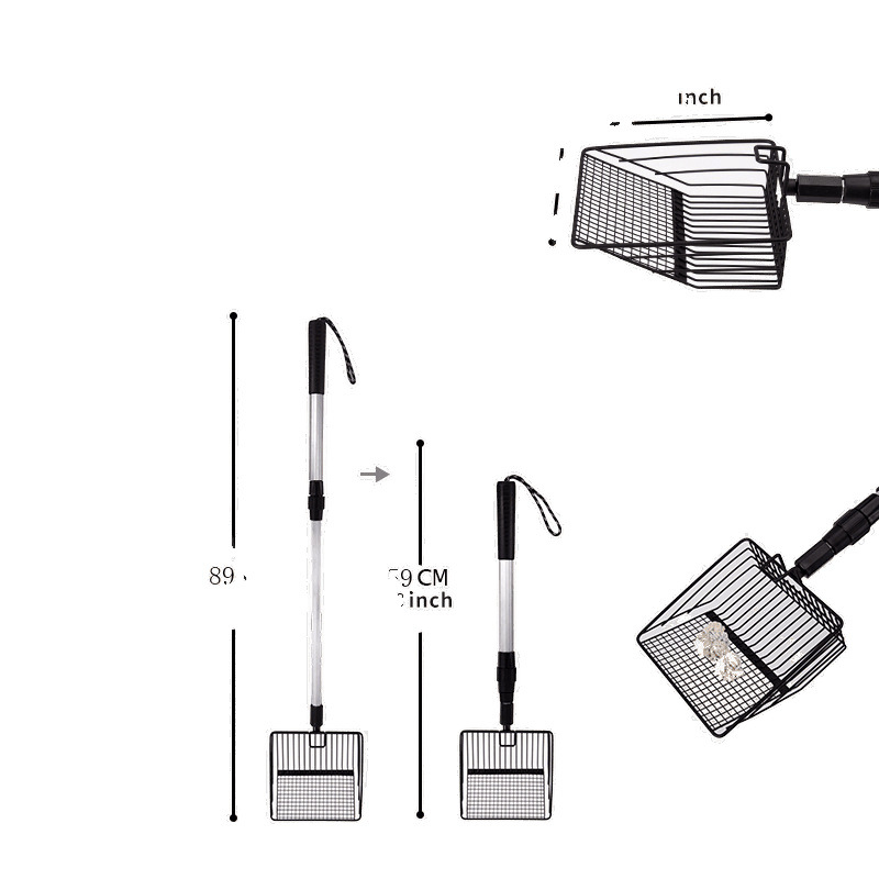 Μεταλλική κουτάλα για γατοτοαλέτα με επεκτειόμενη λαβή και μακρύ φάσμα; κατάλληλη για τον καθαρισμό κοτόσταθμου και παραλίας