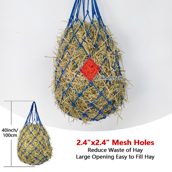 Мрежеста чанта за сено за бавно хранене с дръжка – подходяща за коне, крави, овце и алпака (Произход: Шандонг)