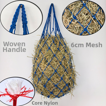 Мрежеста чанта за сено за бавно хранене с дръжка – подходяща за коне, крави, овце и алпака (Произход: Шандонг)