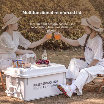 Κουτί αποθήκευσης εξωτερικού χώρου για κάμπινγκ – φορητό, μετακινούμενο με ροδάκια, ανθεκτικό στη σκόνη (PP+PTR, 85L, ιαπωνικό στυλ)