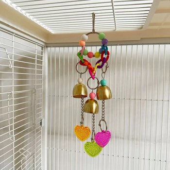 Papūgos žaislas su Paryžiaus stiliaus dizainu, romantiška širdies formos varpelis, kramymo žaislas (Ky2498)