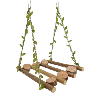 Ξύλινο παιχνίδι για παπαγάλους με κλαδί, κούνια, βάση ανάπαυσης και σκαλάκι ανάβασης για μικρούς–μεσαίους παπαγάλους