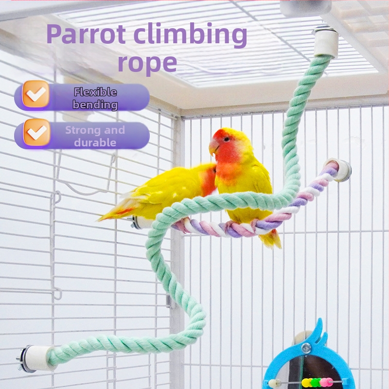 Papūgos sūpynės virvė - medvilninė kopimo žaislas su fiksuotais galais, modelis Jt95661, skirtas paukščiams, kilmė Shandong