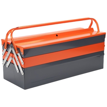 Μεταλλικό κιβώτιο εργαλείων τριών επιπέδων με μαγνητικό κούμπωμα, υλικό μικροϊνες + ξύλο, καθολικό μοντέλο για οικιακή αποθήκευση
