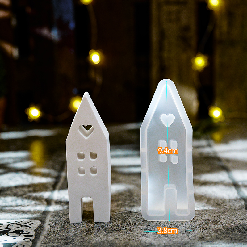 Formy z epoxidovej živice na ozdoby v tvare srdca, domček s anjelom z gipsu a cementu, veľkonočná dekorácia, aromaterapia so sviečkou