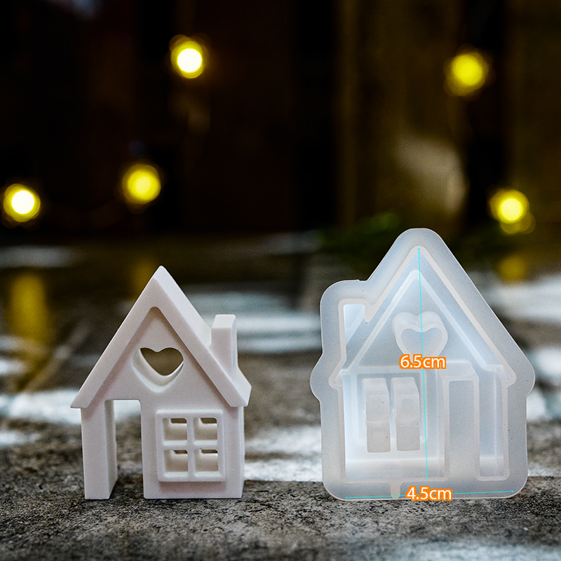 Formy z epoxidovej živice na ozdoby v tvare srdca, domček s anjelom z gipsu a cementu, veľkonočná dekorácia, aromaterapia so sviečkou