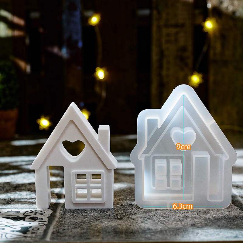 Formy z epoxidovej živice na ozdoby v tvare srdca, domček s anjelom z gipsu a cementu, veľkonočná dekorácia, aromaterapia so sviečkou