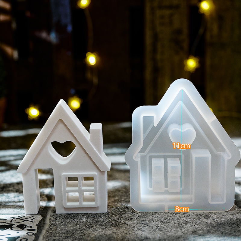 Formy z epoxidovej živice na ozdoby v tvare srdca, domček s anjelom z gipsu a cementu, veľkonočná dekorácia, aromaterapia so sviečkou