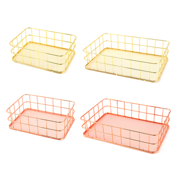 Кошница за съхранение от желязо – настолен органайзер за грим и аксесоари, едно ниво, модерен стил