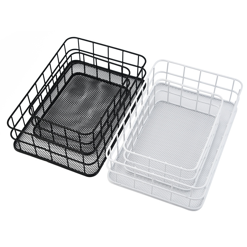 Кошница за съхранение от желязо – настолен органайзер за грим и аксесоари, едно ниво, модерен стил