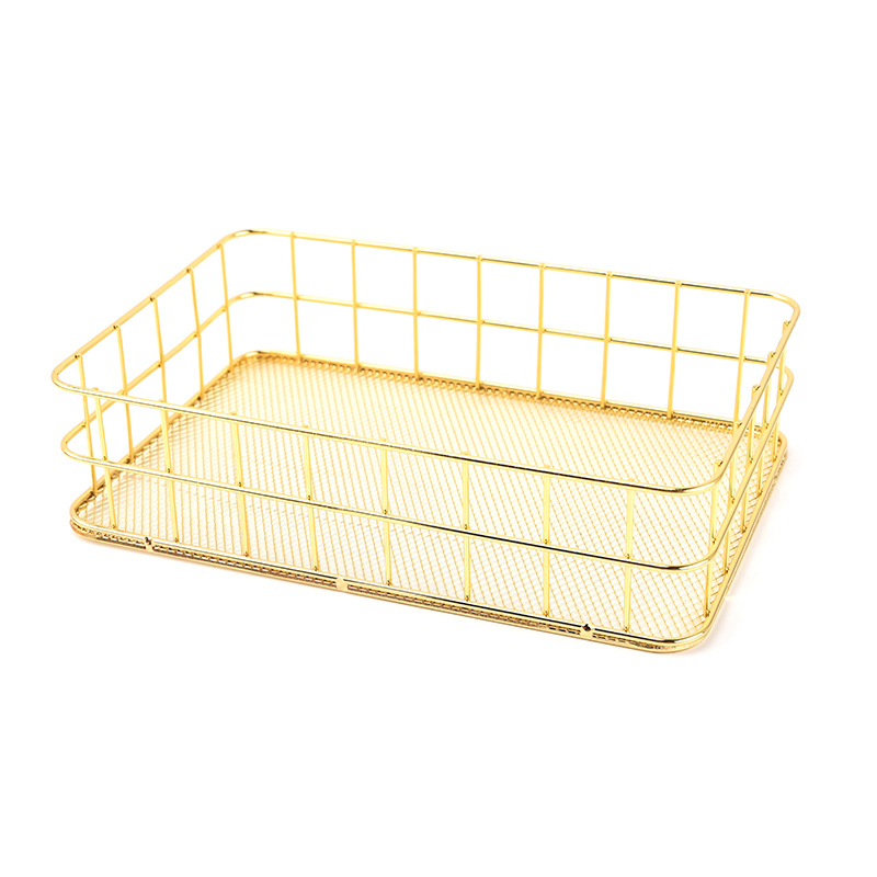 Кошница за съхранение от желязо – настолен органайзер за грим и аксесоари, едно ниво, модерен стил