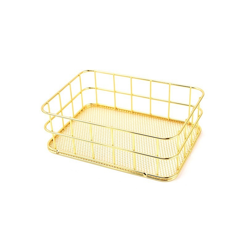 Кошница за съхранение от желязо – настолен органайзер за грим и аксесоари, едно ниво, модерен стил