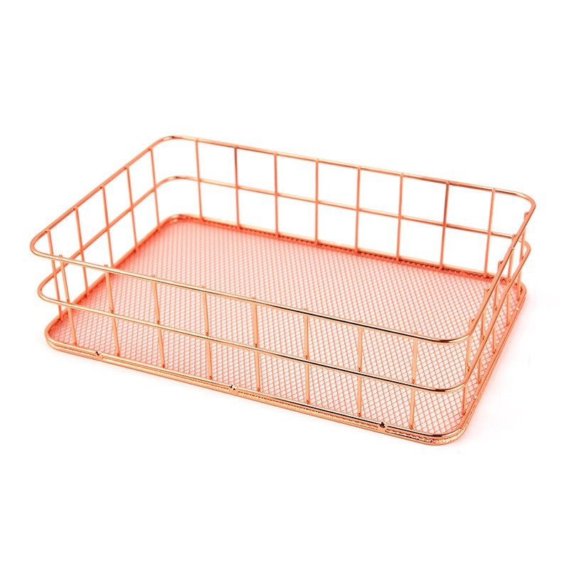 Кошница за съхранение от желязо – настолен органайзер за грим и аксесоари, едно ниво, модерен стил