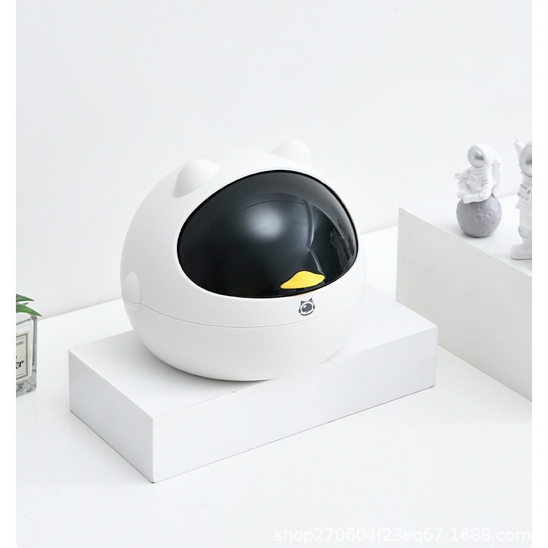 Songtai plastikinė stalinė šiukšliadėžė su dangčiu, karikatūrinio dizaino, skirta staliniam saugojimui