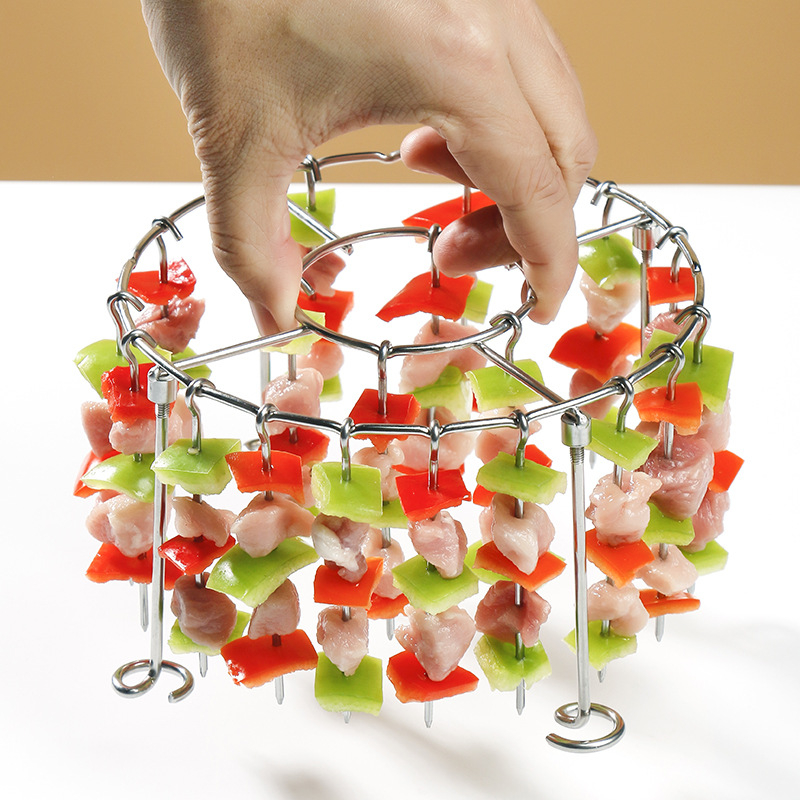 Vertikálny gril na špízy, 24 špízov z nehrdzavejúcej ocele 304, pre domácu potrebu, bez otáčania