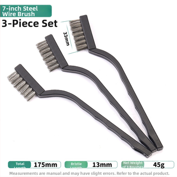 Петчастен комплект почистващи четки за кухненска газова плита и пролуки на аспиратор — отстраняване на котлен камък и мазнини, метални четки