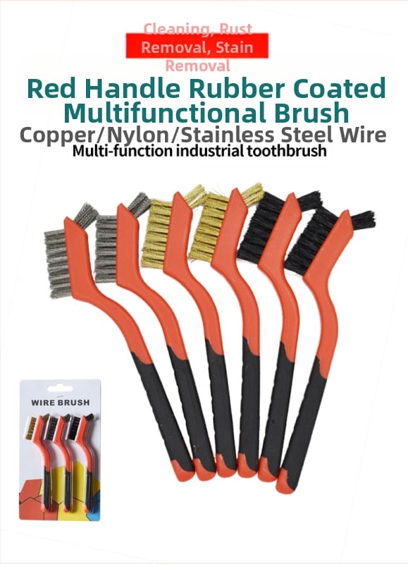 Петчастен комплект почистващи четки за кухненска газова плита и пролуки на аспиратор — отстраняване на котлен камък и мазнини, метални четки