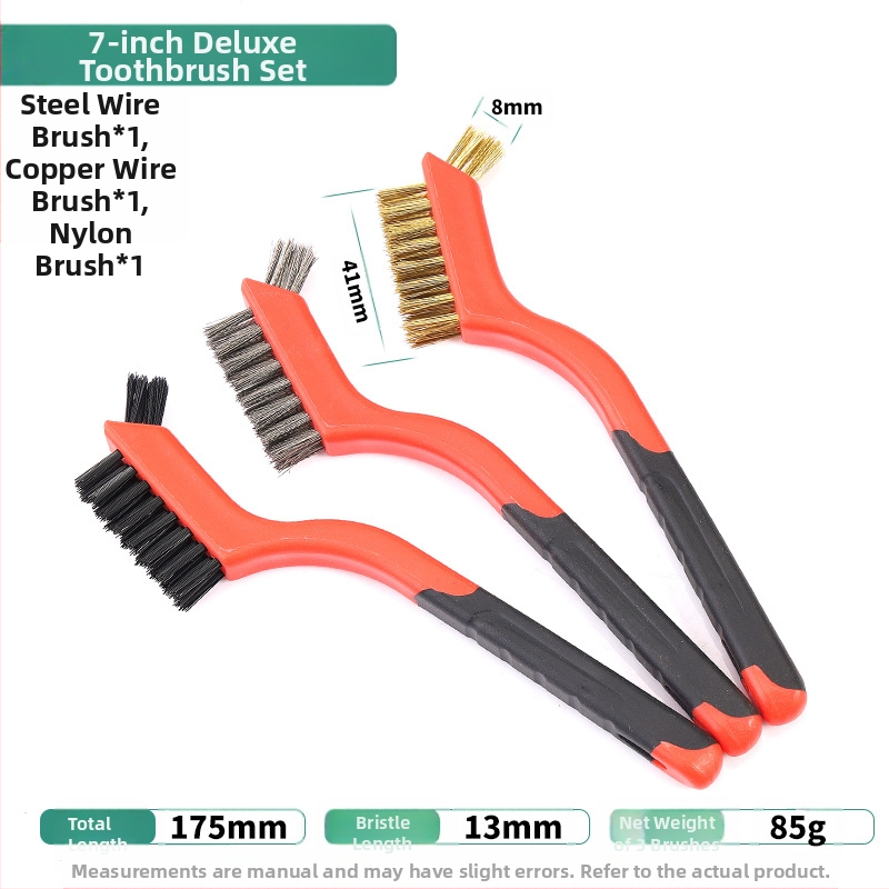 Петчастен комплект почистващи четки за кухненска газова плита и пролуки на аспиратор — отстраняване на котлен камък и мазнини, метални четки