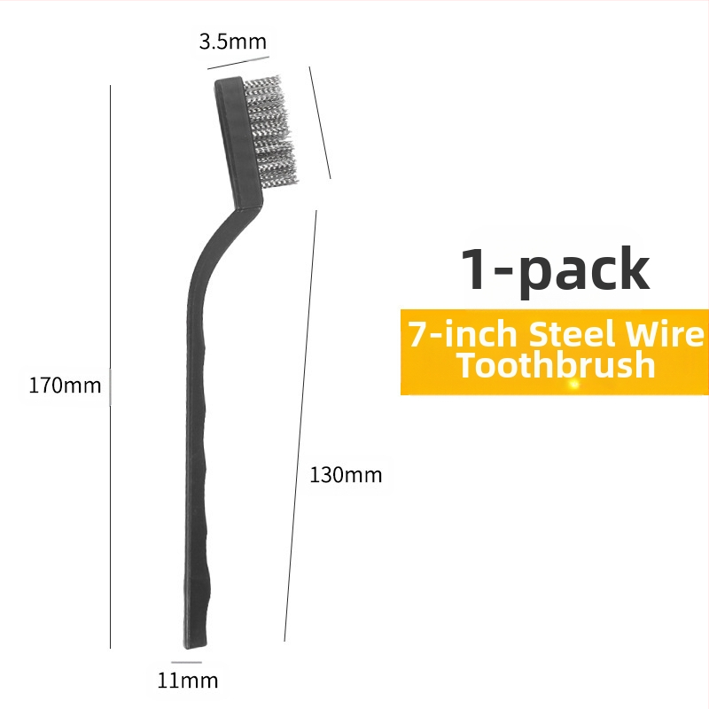 Петчастен комплект почистващи четки за кухненска газова плита и пролуки на аспиратор — отстраняване на котлен камък и мазнини, метални четки