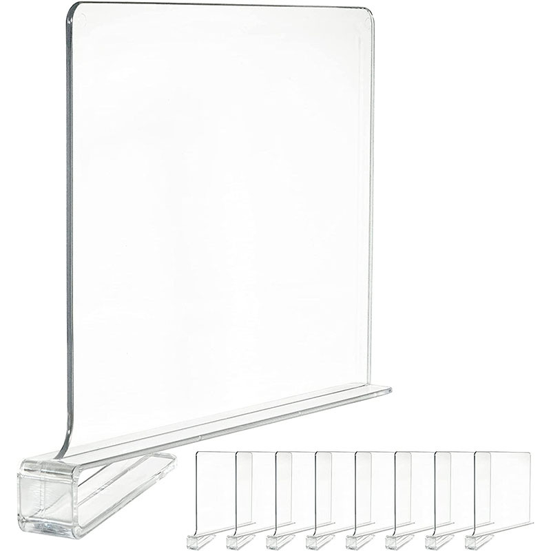 Ακρυλικό διαχωριστικό πάνελ για ντουλάπα, ντουλάπι παπουτσιών και βιβλιοθήκη — εγκατάσταση τύπου bayonet, μονοστρωματικό, κατάλληλο για τσάντες, ρούχα, βιβλία, περιοδικά και παπούτσια.