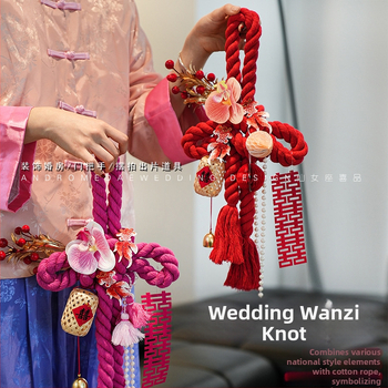 Amžino mazgo pakabintas dekoras vestuvėms – medvilninė virvė, dekoras durų rankenėlėms, vestuvinis kambario dekoras