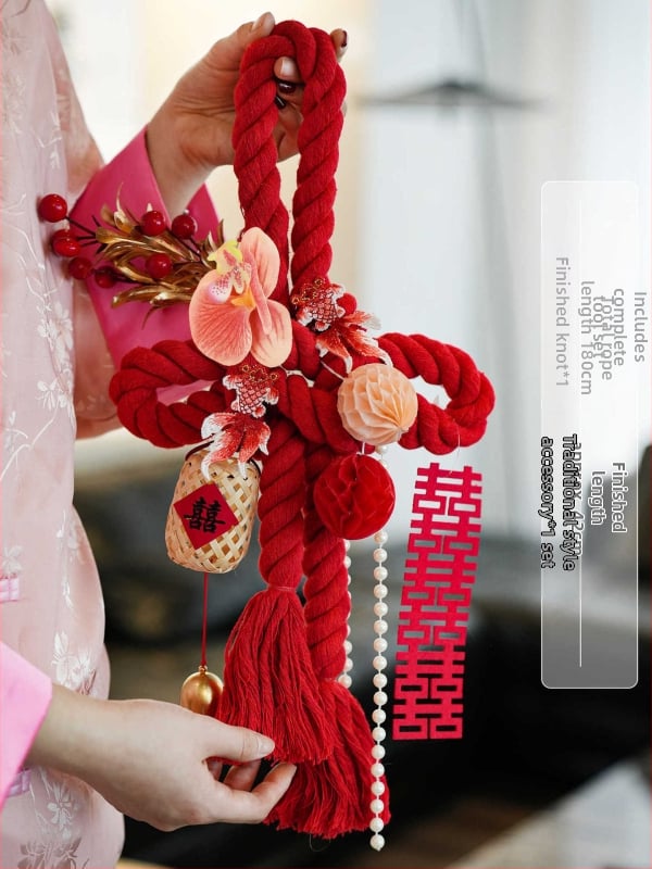 Amžino mazgo pakabintas dekoras vestuvėms – medvilninė virvė, dekoras durų rankenėlėms, vestuvinis kambario dekoras