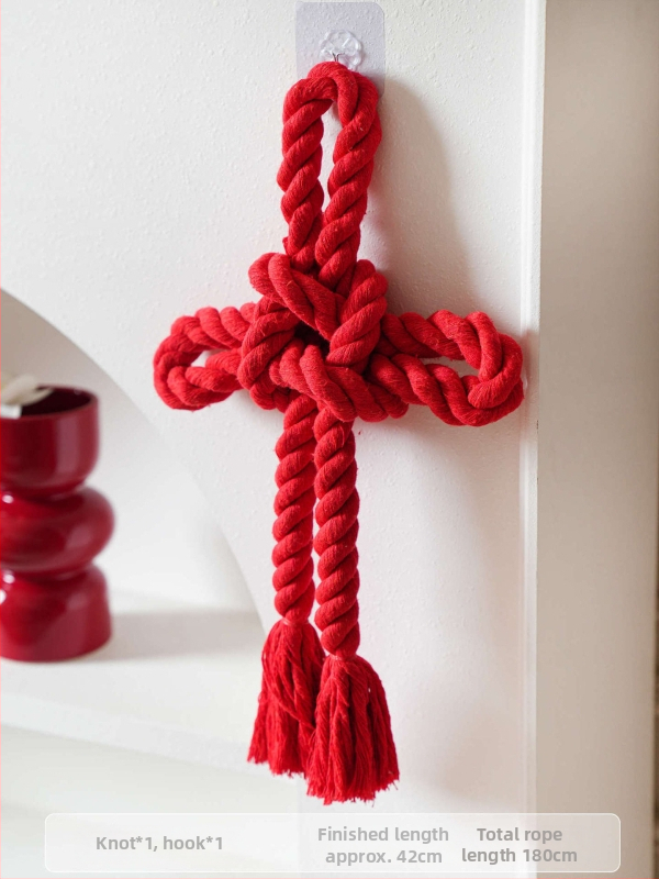 Amžino mazgo pakabintas dekoras vestuvėms – medvilninė virvė, dekoras durų rankenėlėms, vestuvinis kambario dekoras