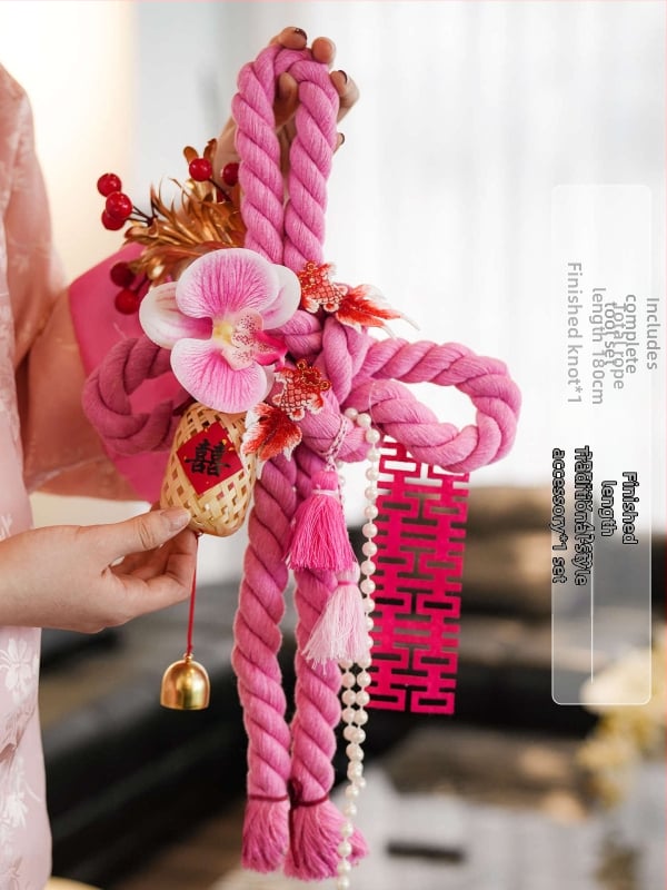 Amžino mazgo pakabintas dekoras vestuvėms – medvilninė virvė, dekoras durų rankenėlėms, vestuvinis kambario dekoras