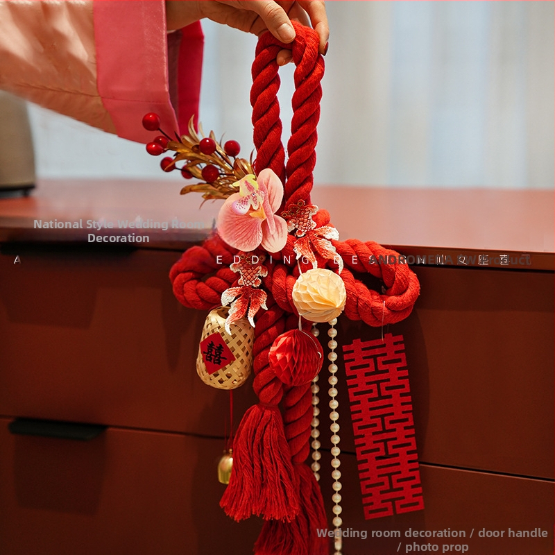 Безкраен възел – окачен сватбен декор за стая, памучен конец, декор за дръжка на врата, сватбени принадлежности