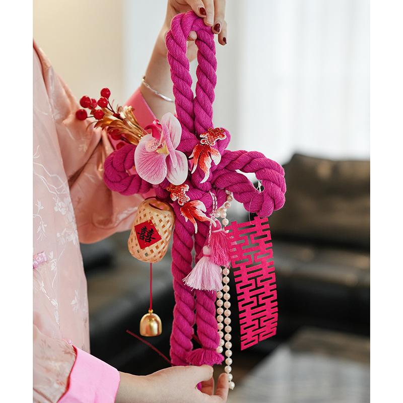 Amžino mazgo pakabintas dekoras vestuvėms – medvilninė virvė, dekoras durų rankenėlėms, vestuvinis kambario dekoras