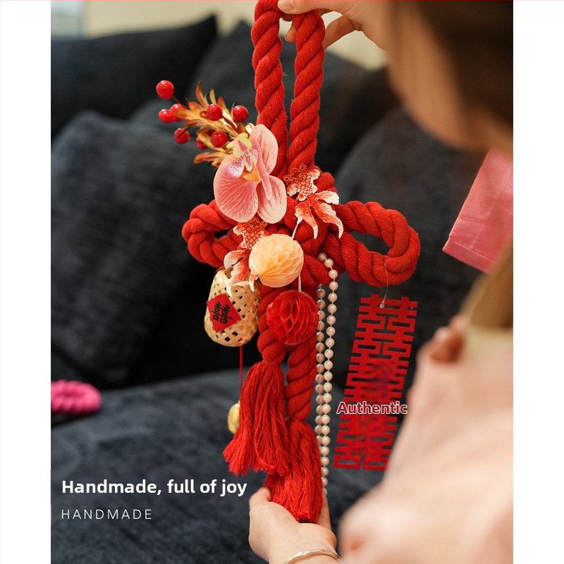 Безкраен възел – окачен сватбен декор за стая, памучен конец, декор за дръжка на врата, сватбени принадлежности