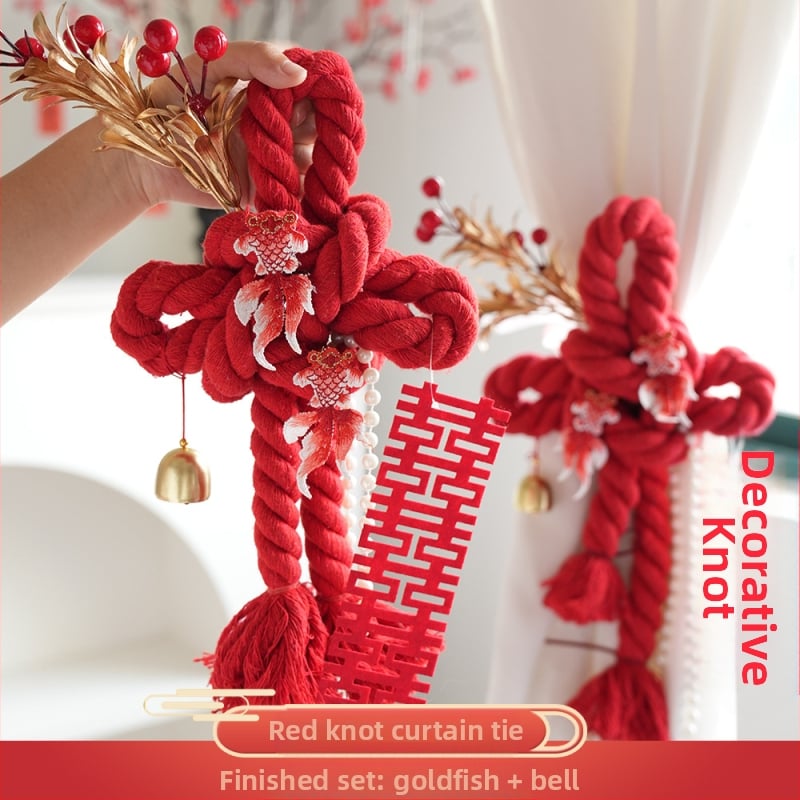 Amžino mazgo pakabintas dekoras vestuvėms – medvilninė virvė, dekoras durų rankenėlėms, vestuvinis kambario dekoras