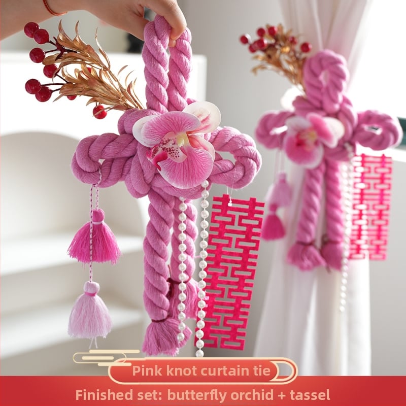 Amžino mazgo pakabintas dekoras vestuvėms – medvilninė virvė, dekoras durų rankenėlėms, vestuvinis kambario dekoras