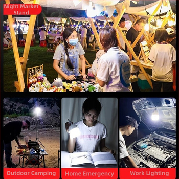 Φορτιζόμενος με USB λαμπτήρας LED για περίπτερο νυχτερινής αγοράς, με βάση και ρυθμιζόμενη φωτεινότητα