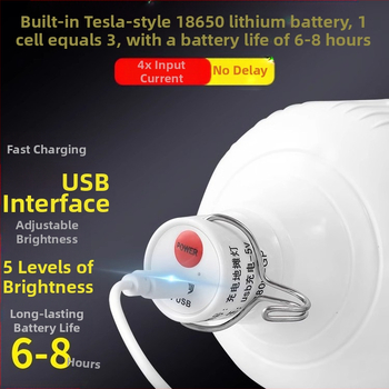 Φορτιζόμενος με USB λαμπτήρας LED για περίπτερο νυχτερινής αγοράς, με βάση και ρυθμιζόμενη φωτεινότητα