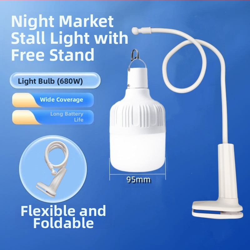 Φορτιζόμενος με USB λαμπτήρας LED για περίπτερο νυχτερινής αγοράς, με βάση και ρυθμιζόμενη φωτεινότητα