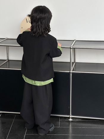 Σετ δύο τεμαχίων για αγόρια, κινεζικό στυλ Tang, πουκάμισο με μακριά μανίκια και παλτό, για ηλικίες 3–8 ετών, άνοιξη 2024, ύφασμα από πολυεστέρα σε ανάμειξη