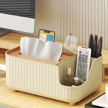 Κουτί χαρτοπετσέτας με πολλαπλά διαμερίσματα, 2L PP υλικό, επιτραπέζια αποθήκευση για χαρτοπετσέτες και καλλυντικά