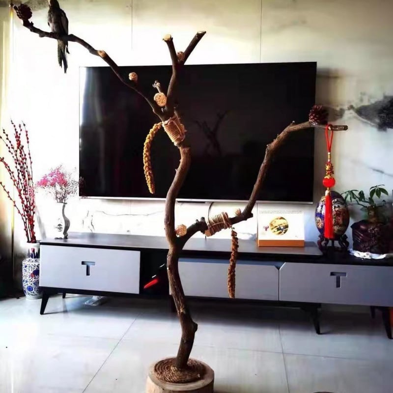 Клонки от естествени сухи дървета (Silver willow), неоцветени, за стена: форми на птичи кацалки, стенен закачалник и декоративни таванни клонки