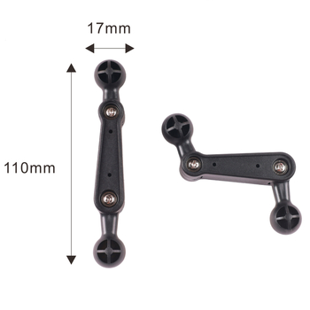 Autó tartó telefon 17 mm-es gömbfejjel, hajtogatható kettős csuklókar és rugalmas cső tartó; műanyag kivitel