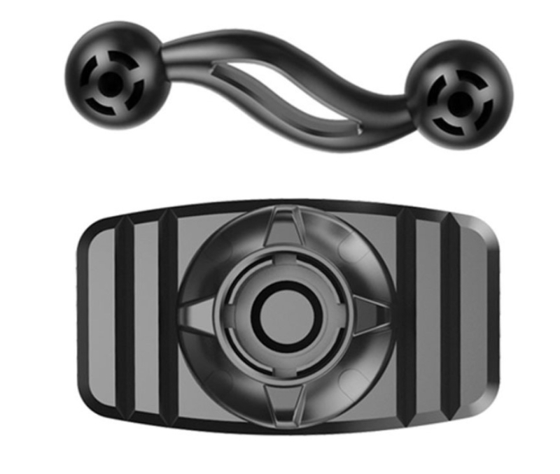 Autó tartó telefon 17 mm-es gömbfejjel, hajtogatható kettős csuklókar és rugalmas cső tartó; műanyag kivitel