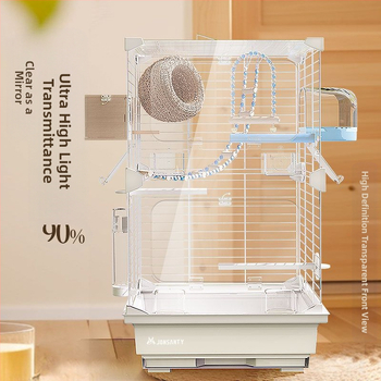 Κλουβί παπαγάλων – Μεγάλο εξωτερικό διαφανές μεταλλικό κλουβί με δίσκο αποβλήτων, κατασκευασμένο από σύρμα χαμηλού άνθρακα